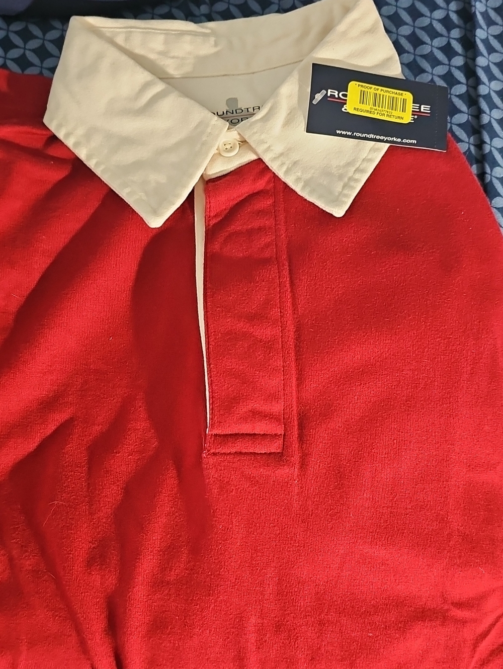 Roundtree & Yorke Red Long Sleeve Polo with Cream Collar - Men's Classic